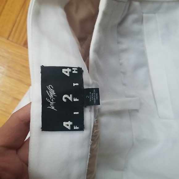 Lord & Taylor 424 Fifth Classic Straight Leg White Pants - Picture 2 of 5